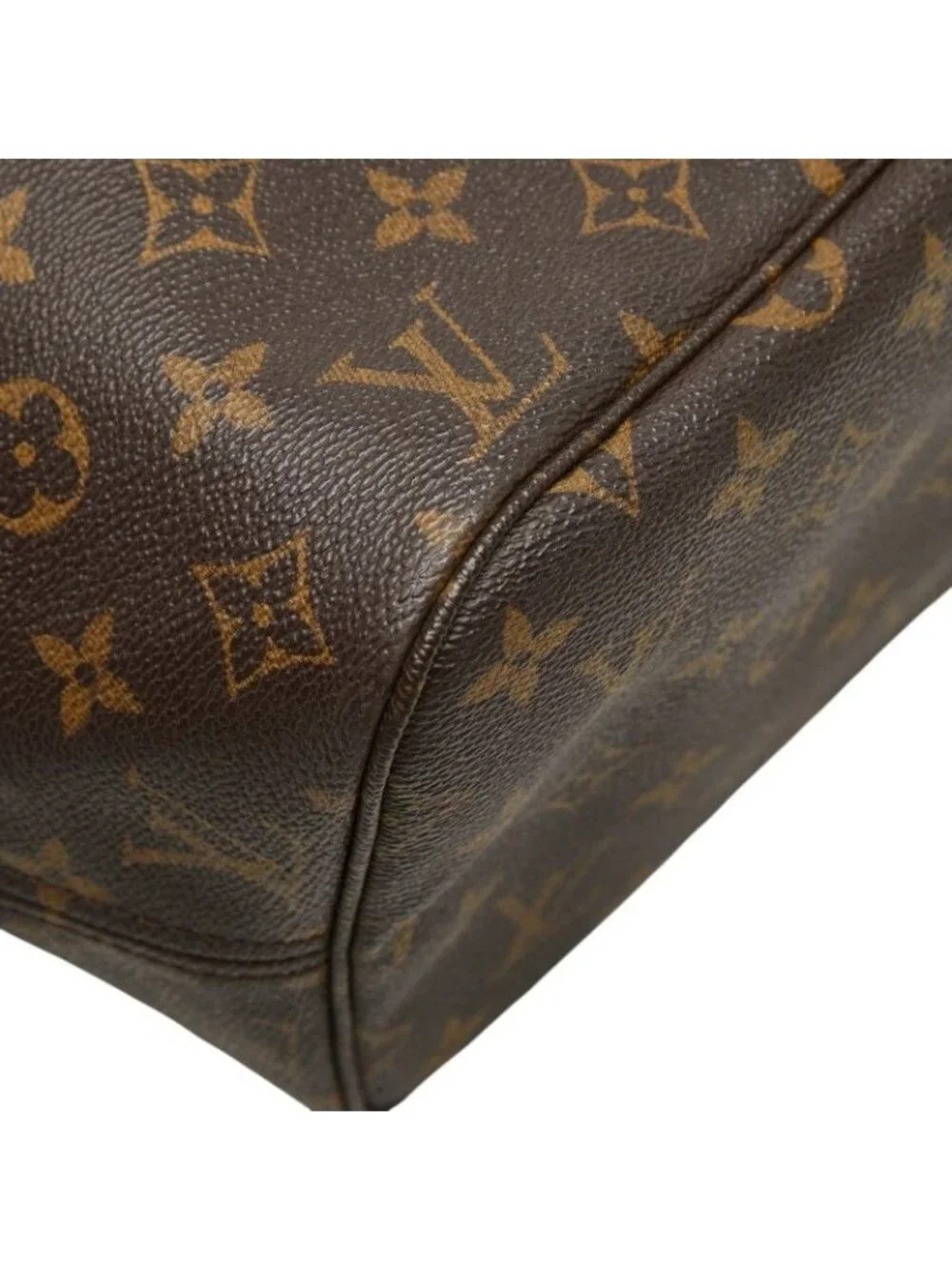 Louis Vuitton Monogram Neverfull MM Shoulder Bag Tote Brown Leather